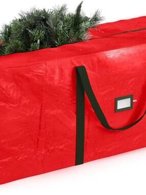 Heavy-Duty 9' Tree Storage Bag wi/Zipper and Reinforced Handles-RED